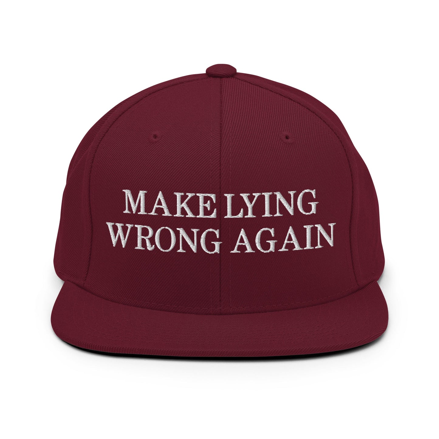 Make Lying Wrong Again Snapback Hat Maroon