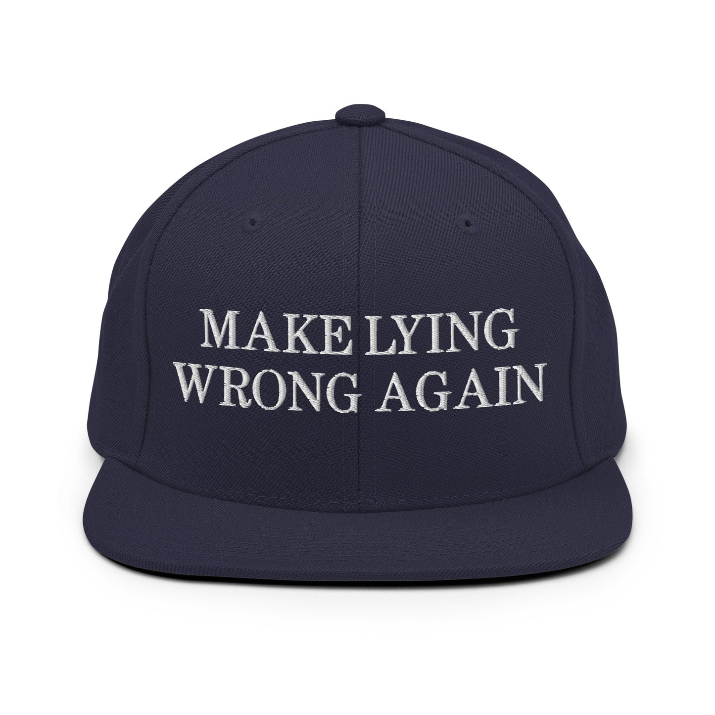 Make Lying Wrong Again Snapback Hat Navy