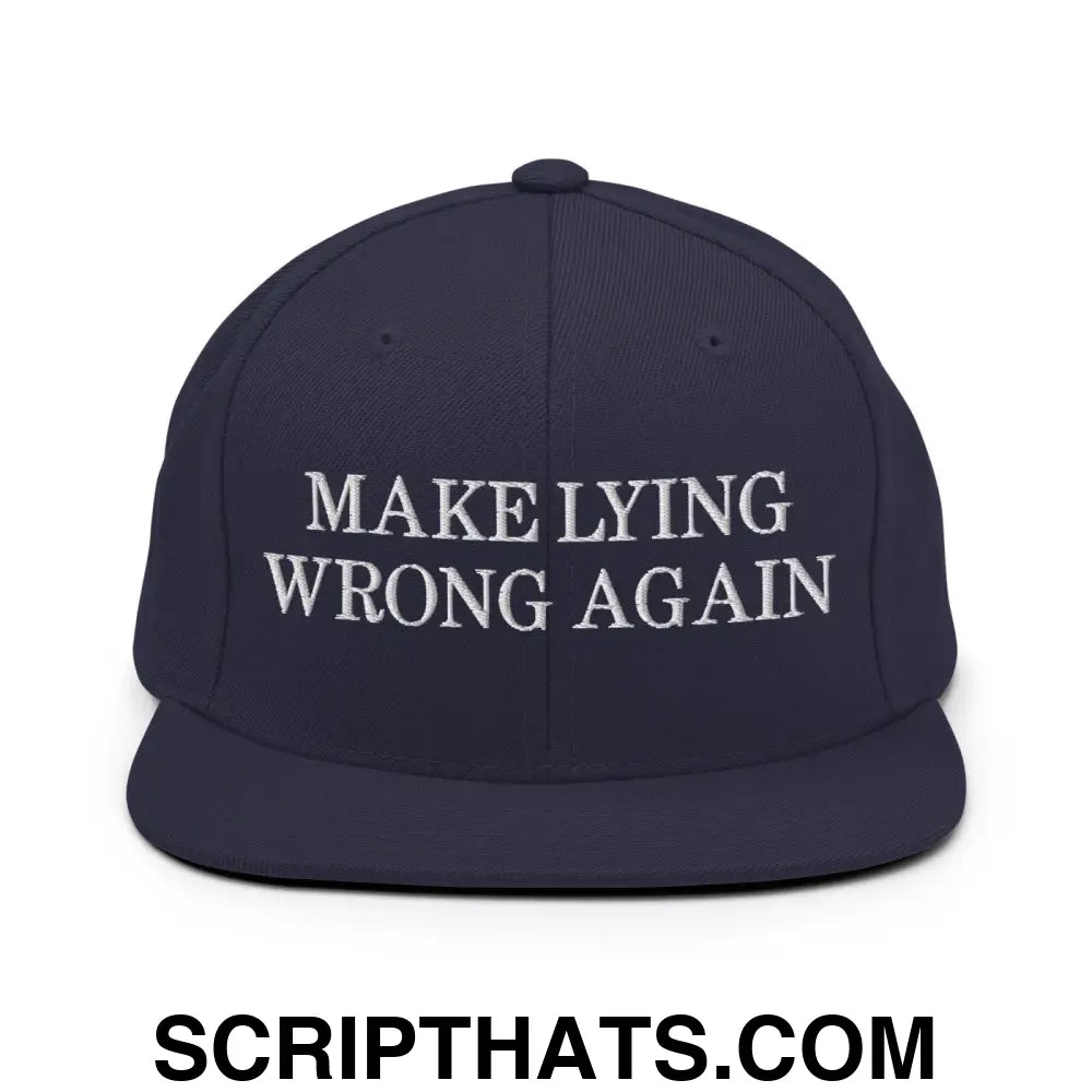 Make Lying Wrong Again Snapback Hat Navy