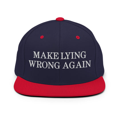 Make Lying Wrong Again Snapback Hat Navy Red