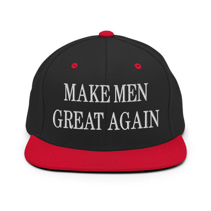 Make Men Great Again Embroidered Flat Bill Brim Snapback Hat Black Red