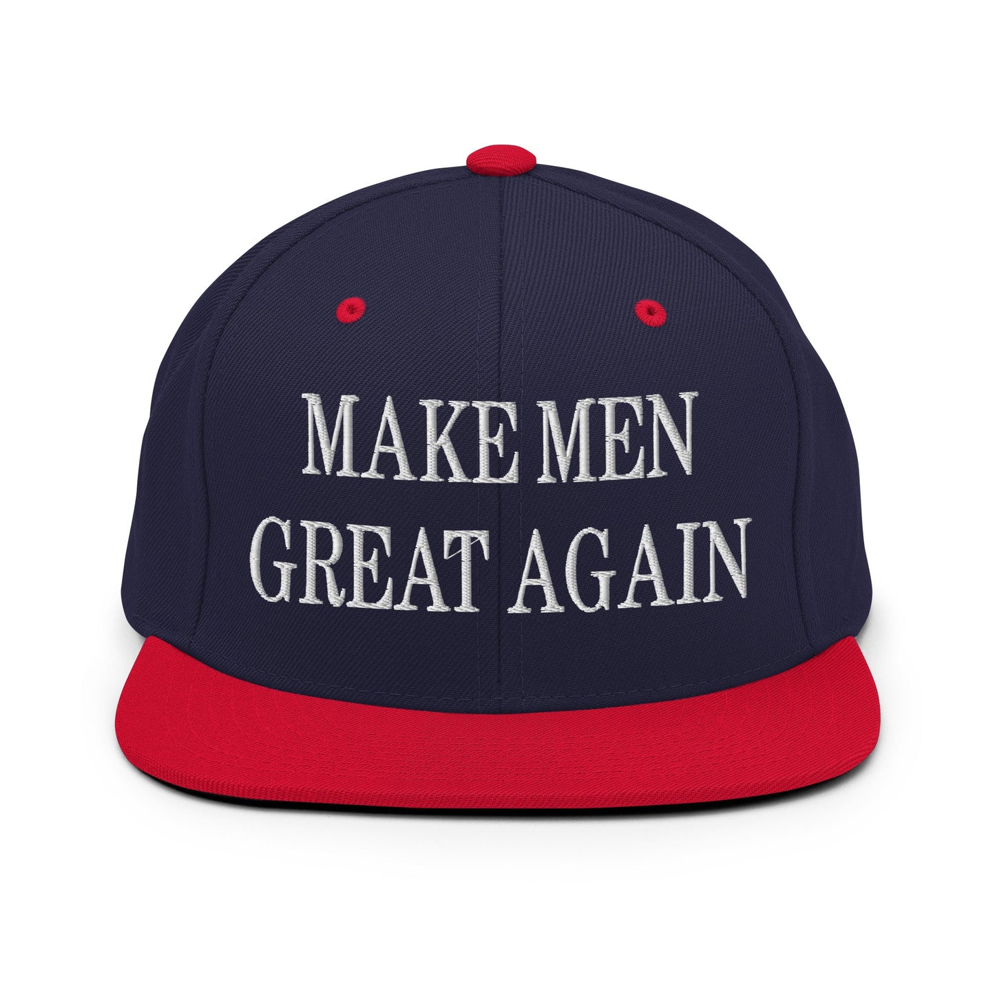 Make Men Great Again Embroidered Flat Bill Brim Snapback Hat Navy Red