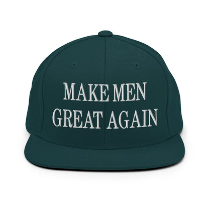 Make Men Great Again Embroidered Flat Bill Brim Snapback Hat Spruce