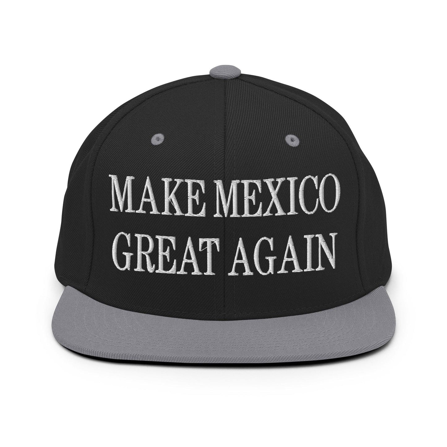 Make Mexico Great Again Embroidered Flat Bill Brim Snapback Hat Black Silver