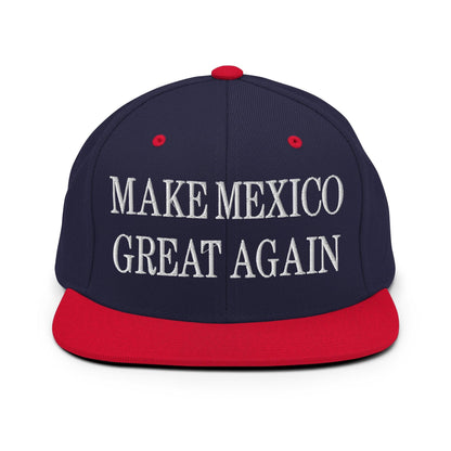 Make Mexico Great Again Embroidered Flat Bill Brim Snapback Hat Navy Red