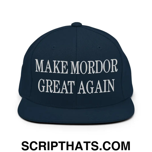 Make Mordor Great Again Embroidered Flat Brim Bill Snapback Hat Dark Navy