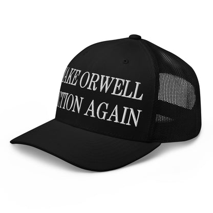 Make Orwell Fiction Again Embroidered Mesh Trucker Hat Black