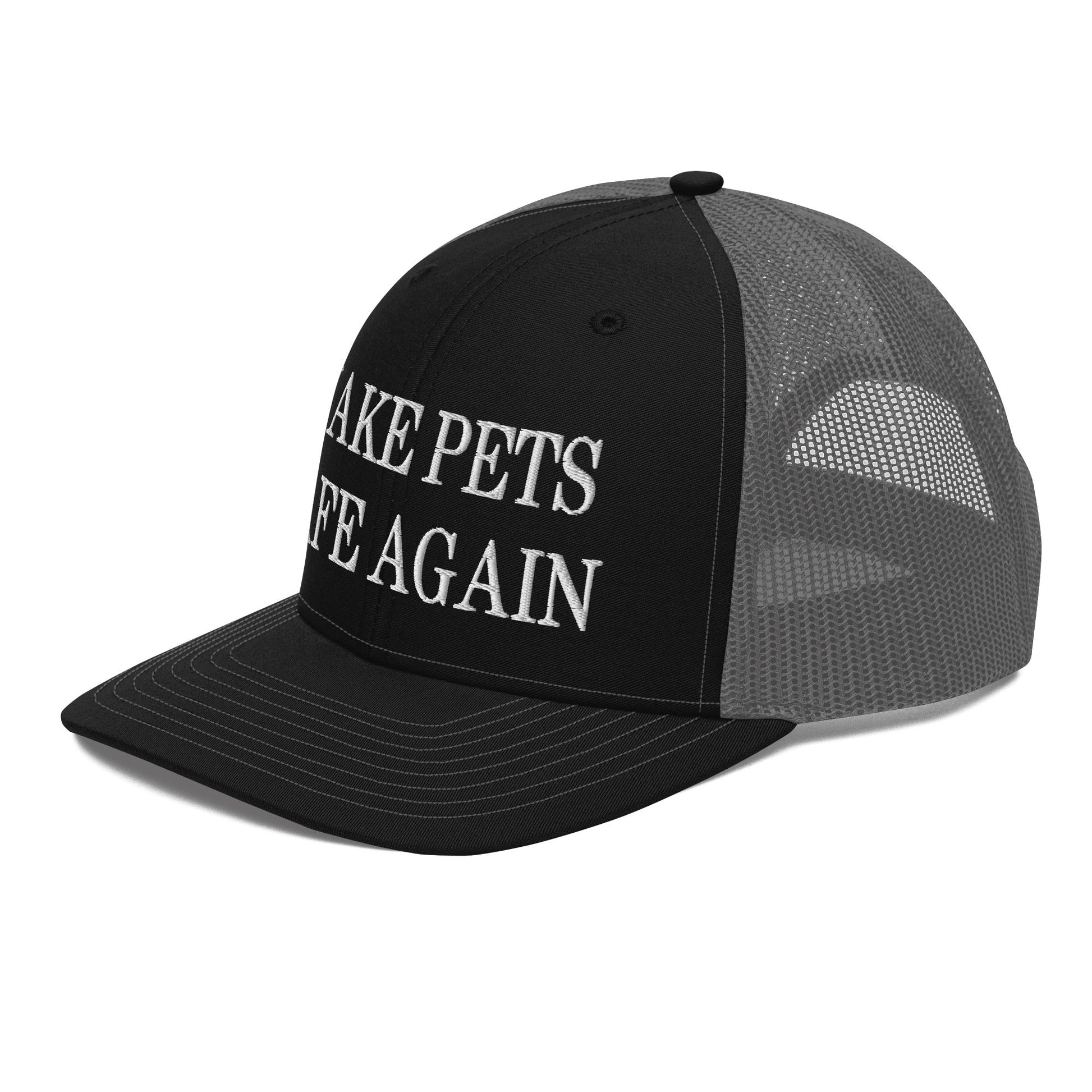 Make Pets Safe Again Embroidered Classic Mesh Trucker Hat Black Charcoal