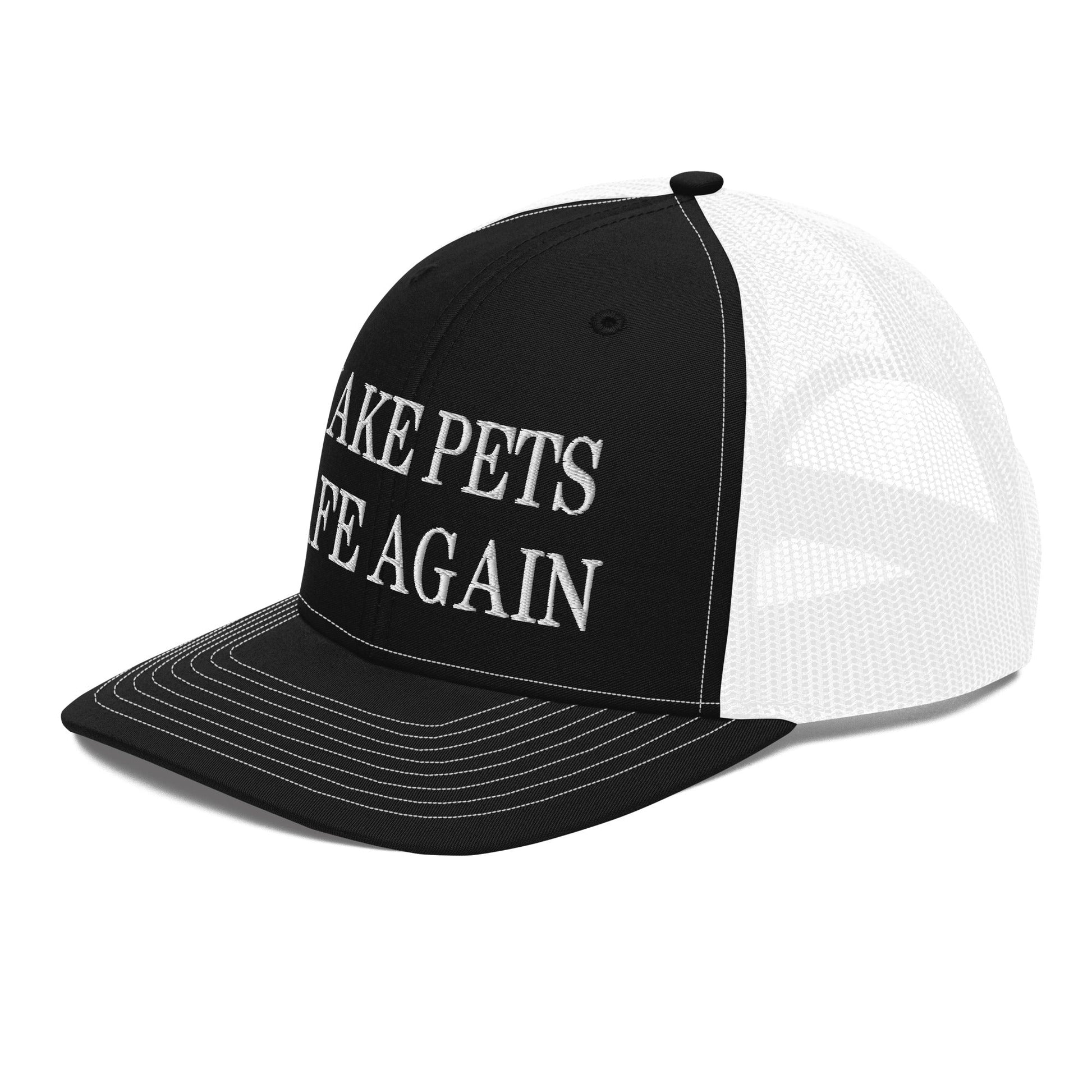 Make Pets Safe Again Embroidered Classic Mesh Trucker Hat Black White