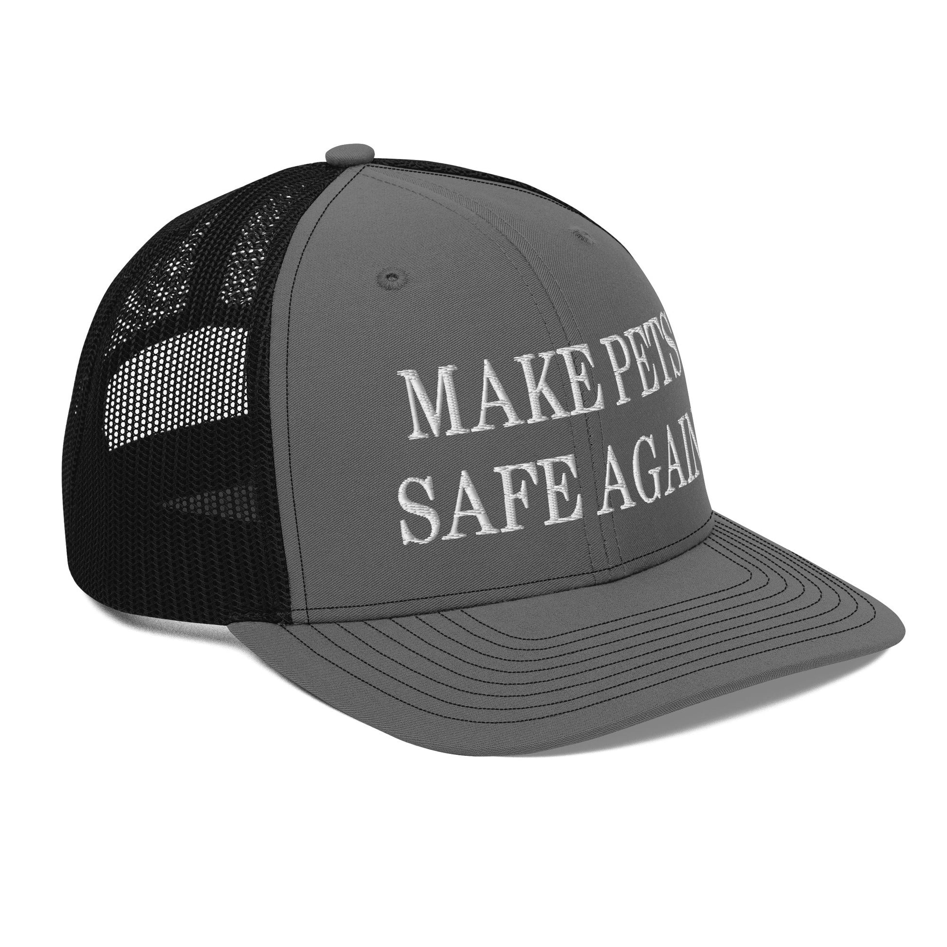 Make Pets Safe Again Embroidered Classic Mesh Trucker Hat Charcoal Black