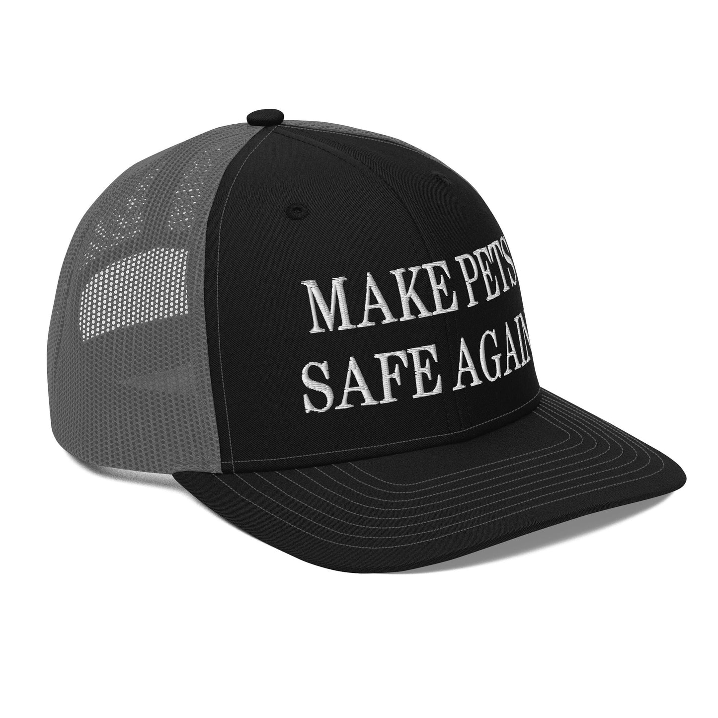 Make Pets Safe Again Embroidered Classic Mesh Trucker Hat Black Charcoal