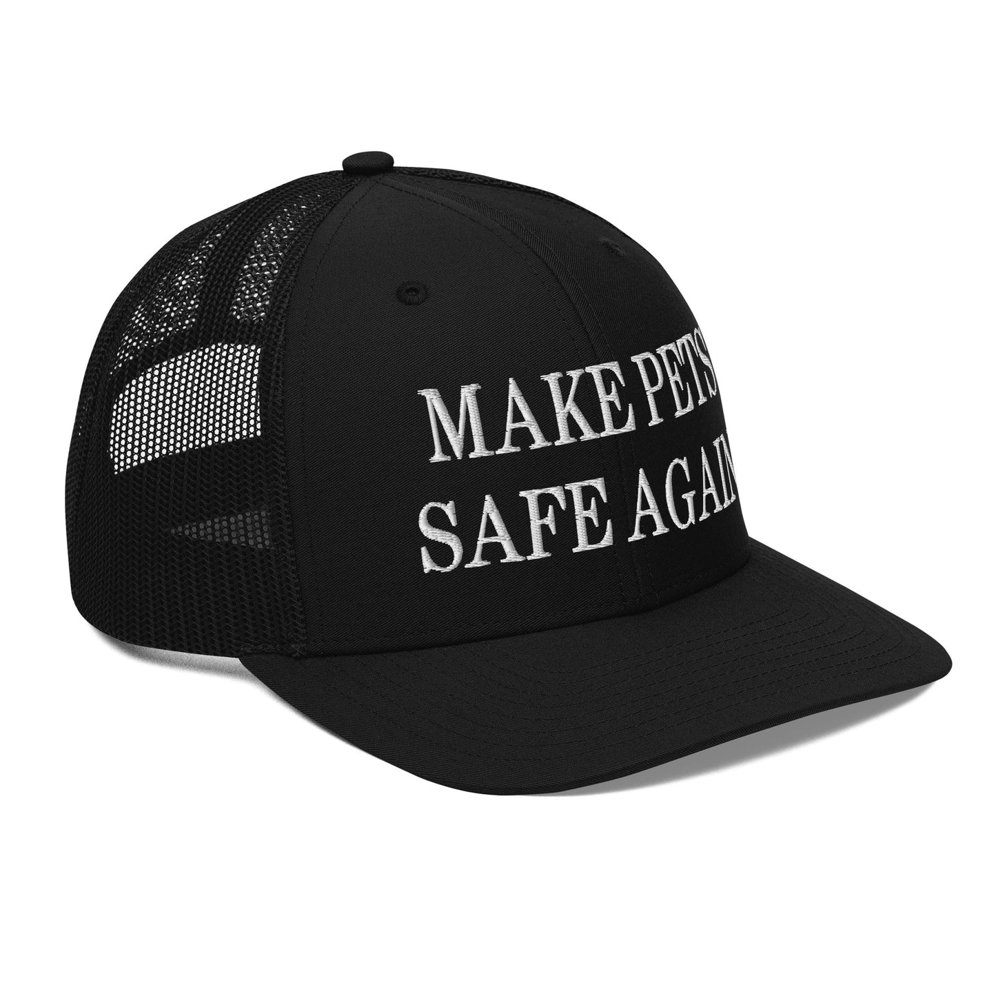 Make Pets Safe Again Embroidered Classic Mesh Trucker Hat Black