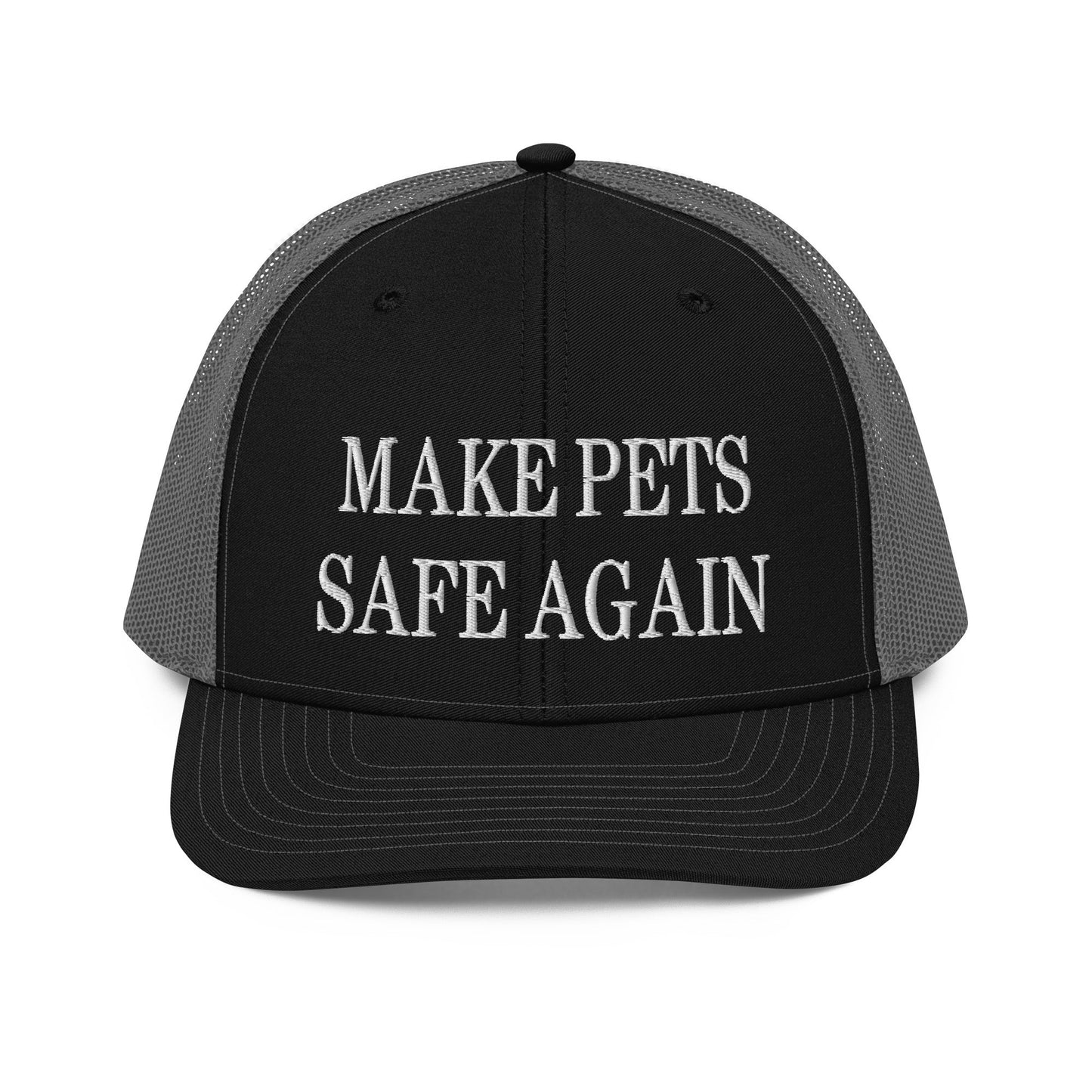 Make Pets Safe Again Embroidered Classic Mesh Trucker Hat Black Charcoal