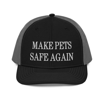 Make Pets Safe Again Embroidered Classic Mesh Trucker Hat Black Charcoal