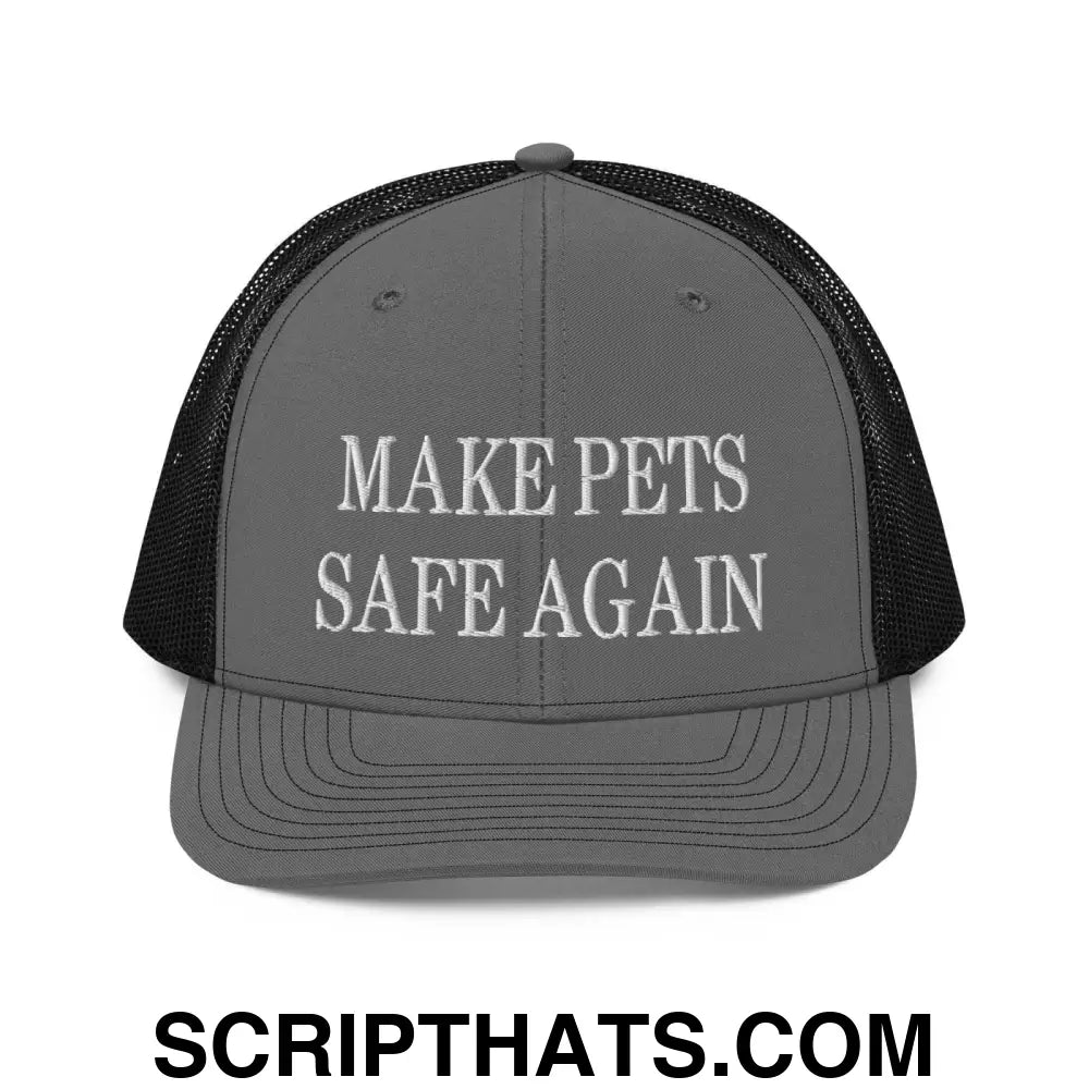 Make Pets Safe Again Embroidered Classic Mesh Trucker Hat Charcoal Black