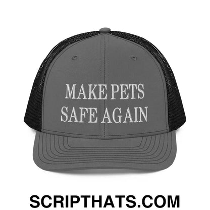 Make Pets Safe Again Embroidered Classic Mesh Trucker Hat Charcoal Black