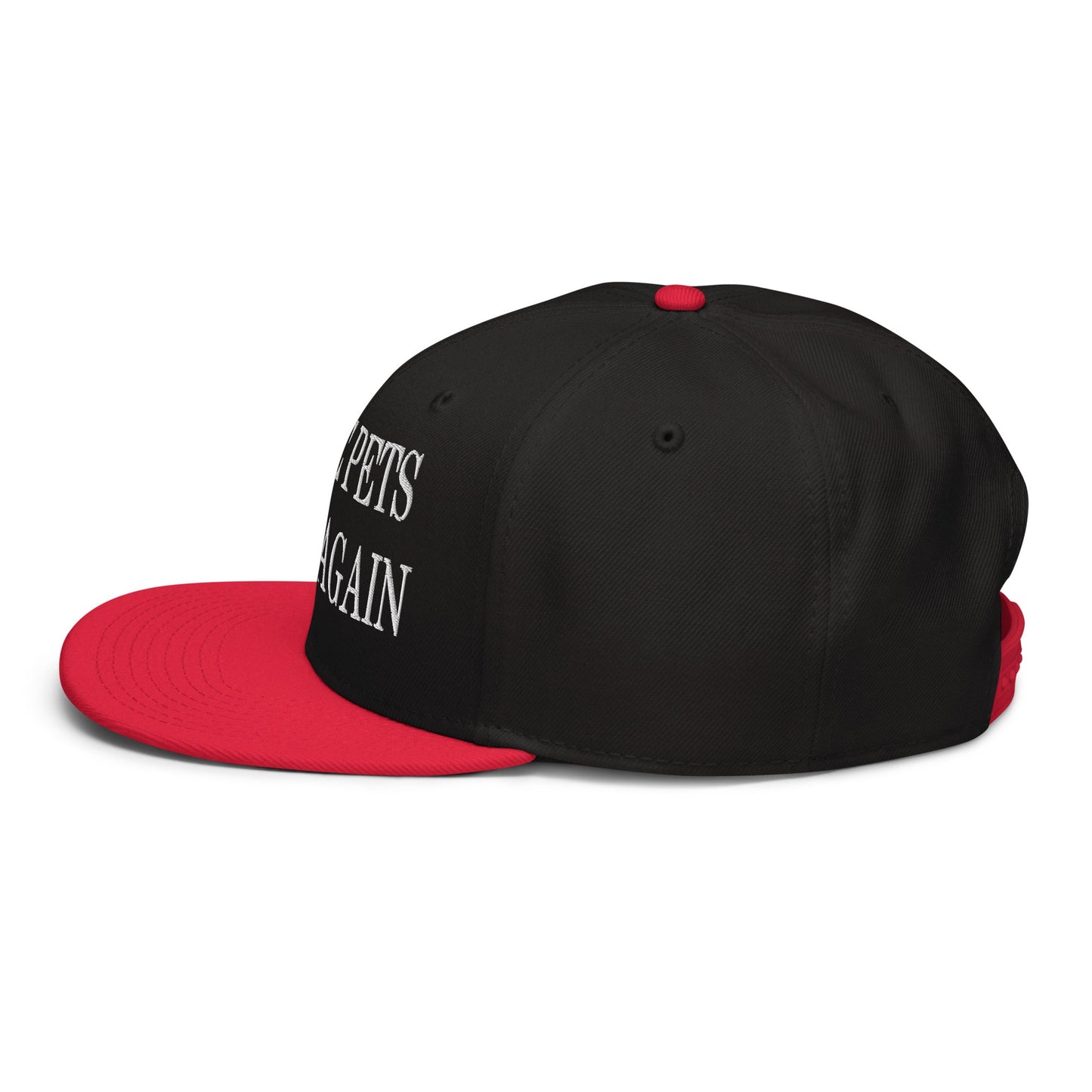 Make Pets Safe Again Embroidered Flat Brim Bill Snapback Hat Red Black Black