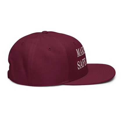 Make Pets Safe Again Embroidered Flat Brim Bill Snapback Hat Burgundy maroon