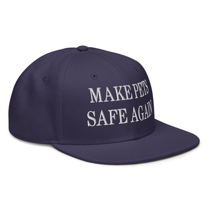 Make Pets Safe Again Embroidered Flat Brim Bill Snapback Hat Navy blue