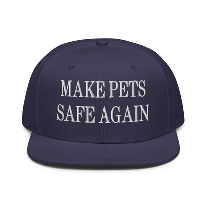 Make Pets Safe Again Embroidered Flat Brim Bill Snapback Hat Navy blue