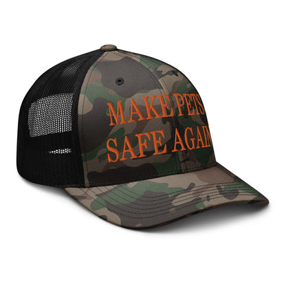 Make Pets Safe Again Embroidered Orange Camo Trucker Hat Camo Black