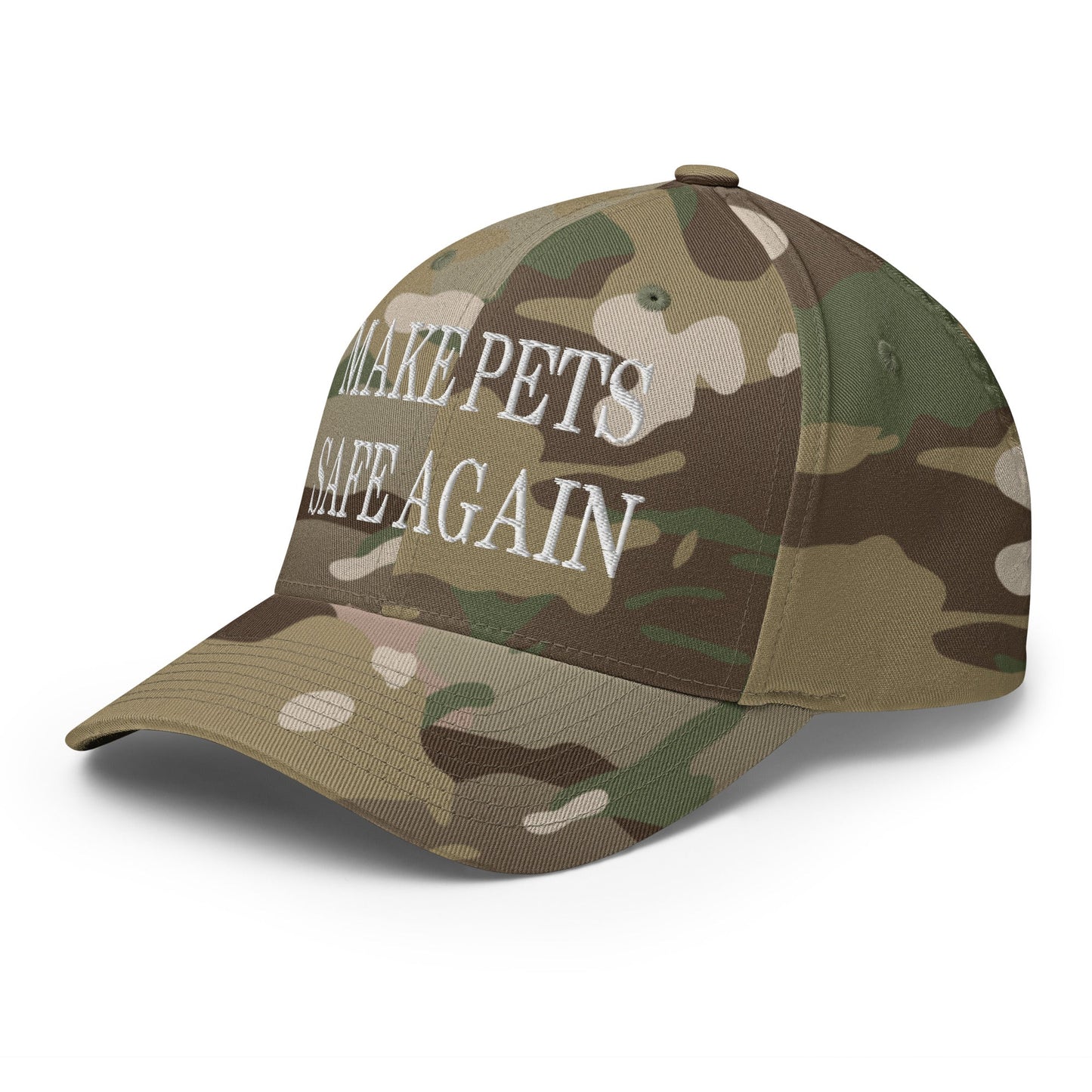 Make Pets Safe Again Embroidered Stretch Fit Baseball Hat Multicam Green