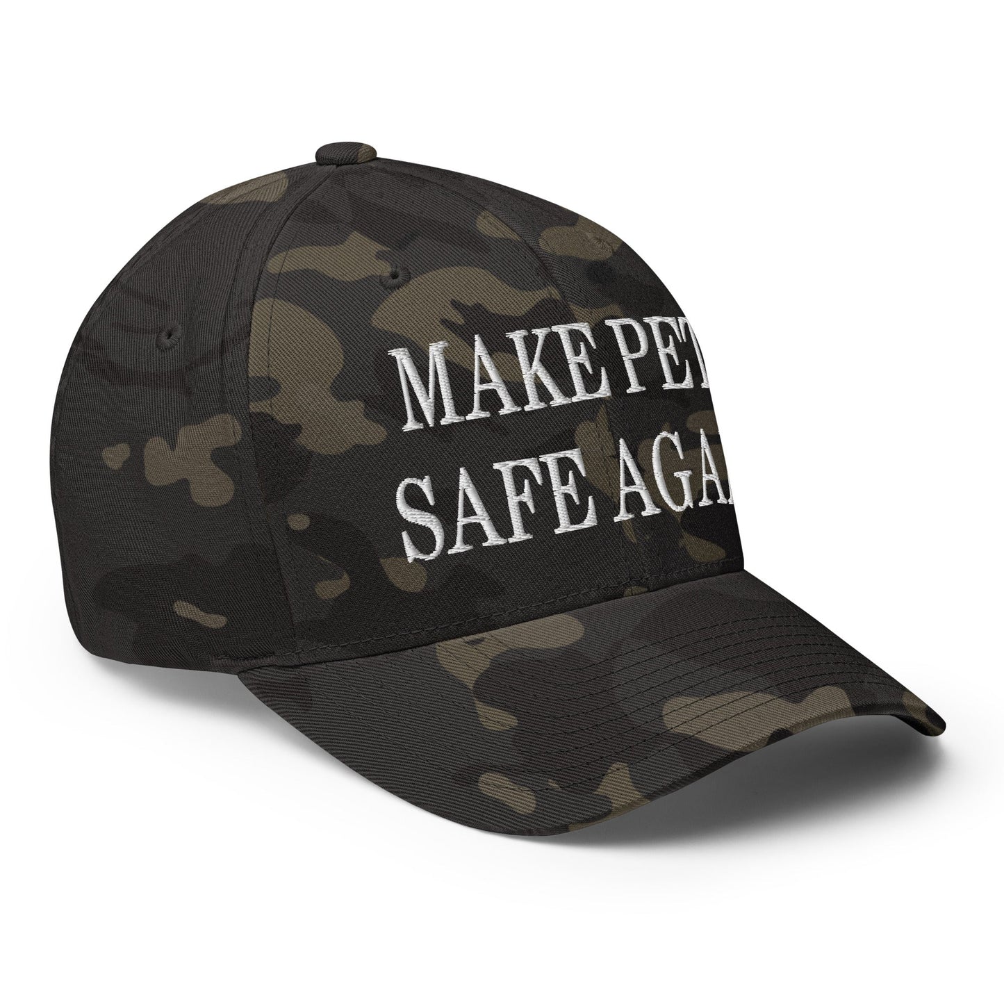 Make Pets Safe Again Embroidered Stretch Fit Baseball Hat Multicam Black