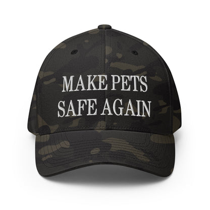 Make Pets Safe Again Embroidered Stretch Fit Baseball Hat Multicam Black