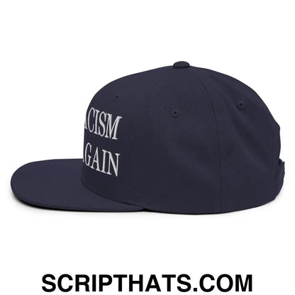 Make Racism Wrong Again Embroidered Flat Bill Brim Snapback Hat Navy