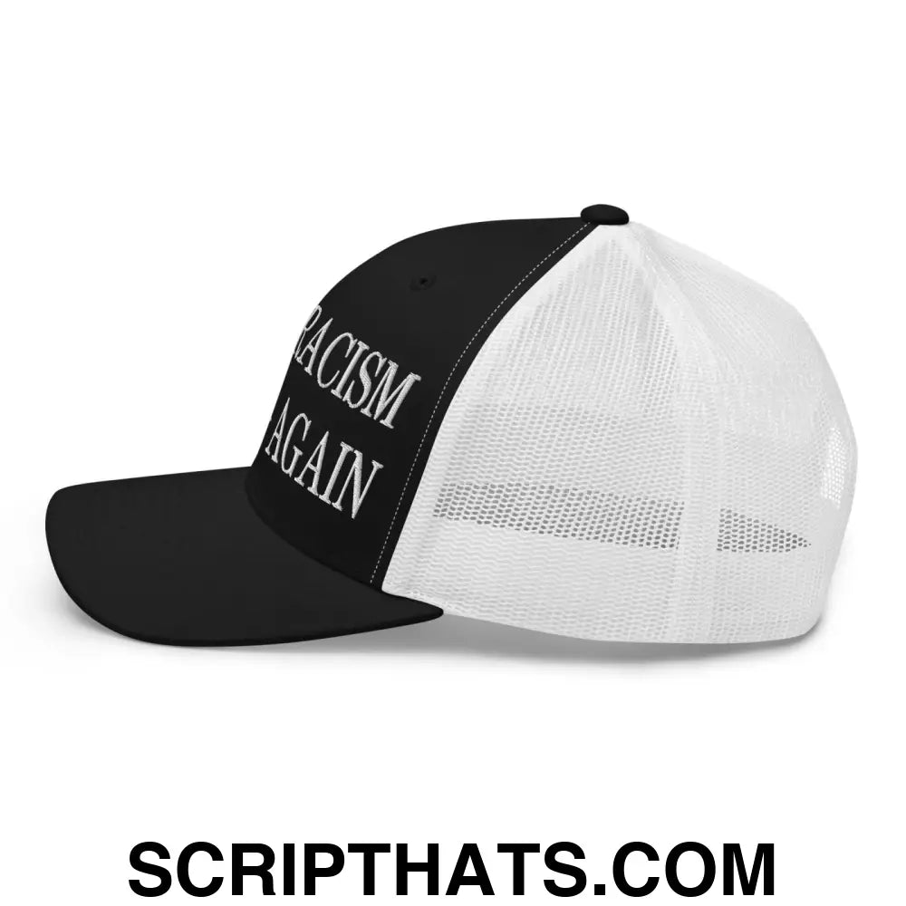 Make Racism Wrong Again Embroidered Mesh Trucker Hat Black White