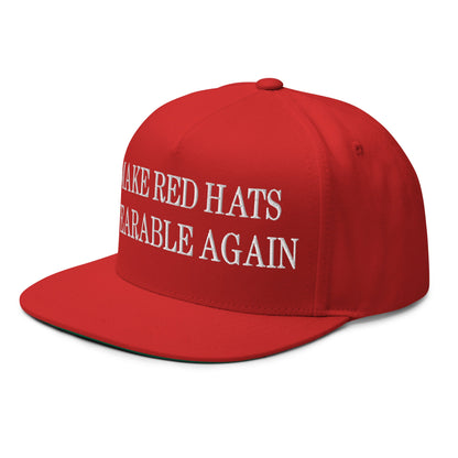 Make Red Hats Wearable Again Embroidered 5 Panel Flat Bill Brim Snapback Hat Default Title