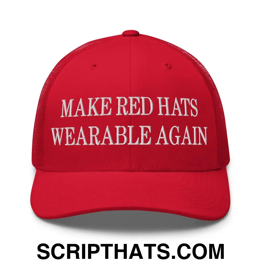 Make Red Hats Wearable Again Embroidered Mesh Trucker Hat Default Title