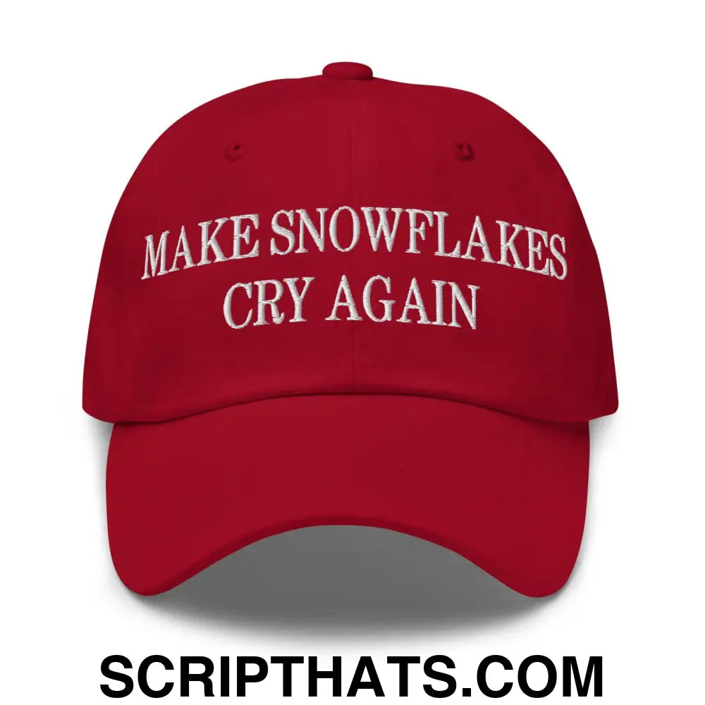 Make Snowflakes Cry Again Embroidered Dad Hat Cranberry