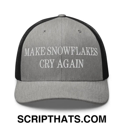 Make Snowflakes Cry Again Embroidered Mesh Trucker Hat Heather Black