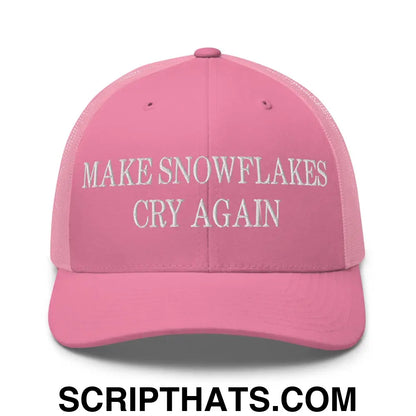 Make Snowflakes Cry Again Embroidered Mesh Trucker Hat Pink