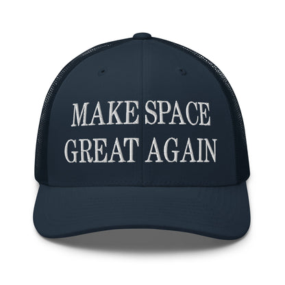 Make Space Great Again Embroidered Mesh Trucker Hat Navy