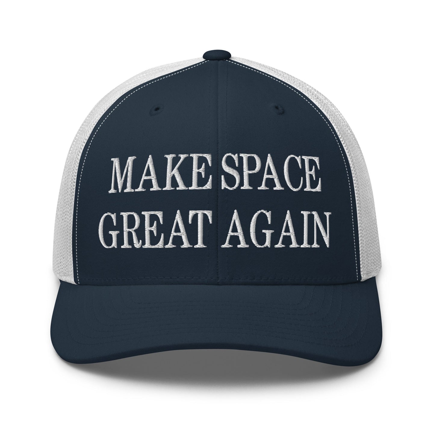 Make Space Great Again Embroidered Mesh Trucker Hat Navy White