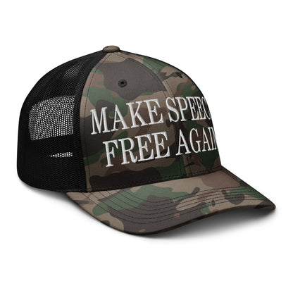 Make Speech Free Again Camo Trucker Hat Camo Black