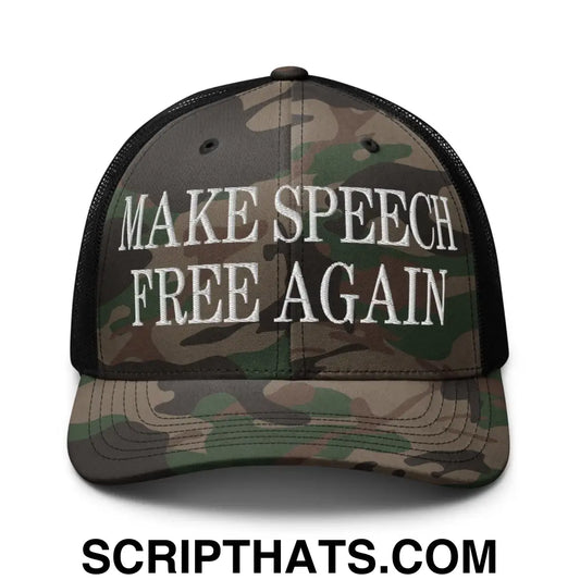 Make Speech Free Again Camo Trucker Hat Camo Black