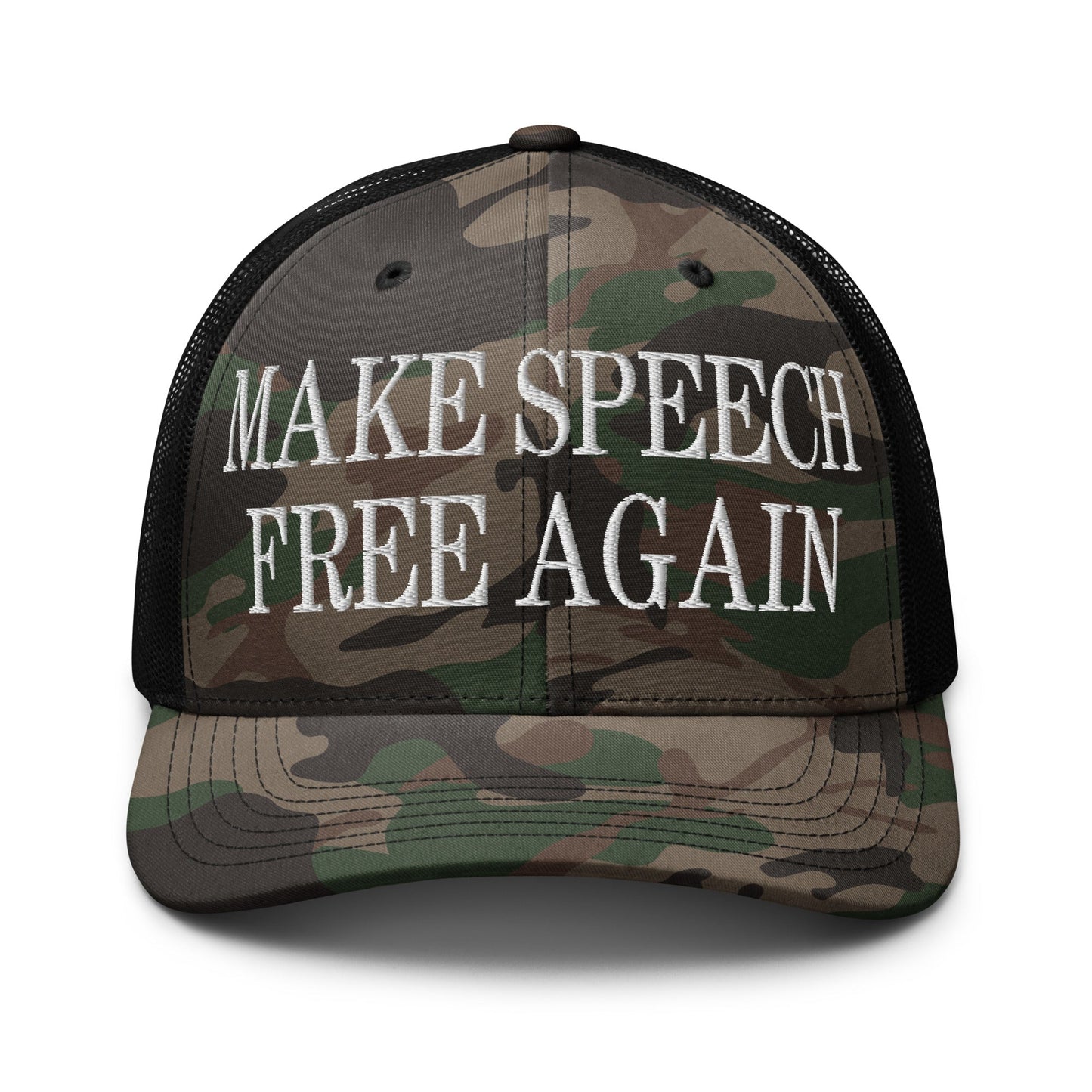 Make Speech Free Again Camo Trucker Hat Camo Black