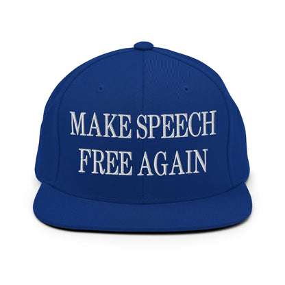 Make Speech Free Again Embroidered Flat Bill Brim Snapback Hat Royal Blue