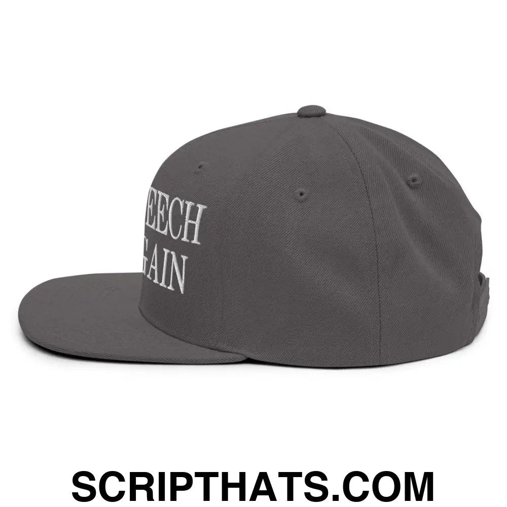 Make Speech Free Again Flat Bill Brim Snapback Hat Dark Grey