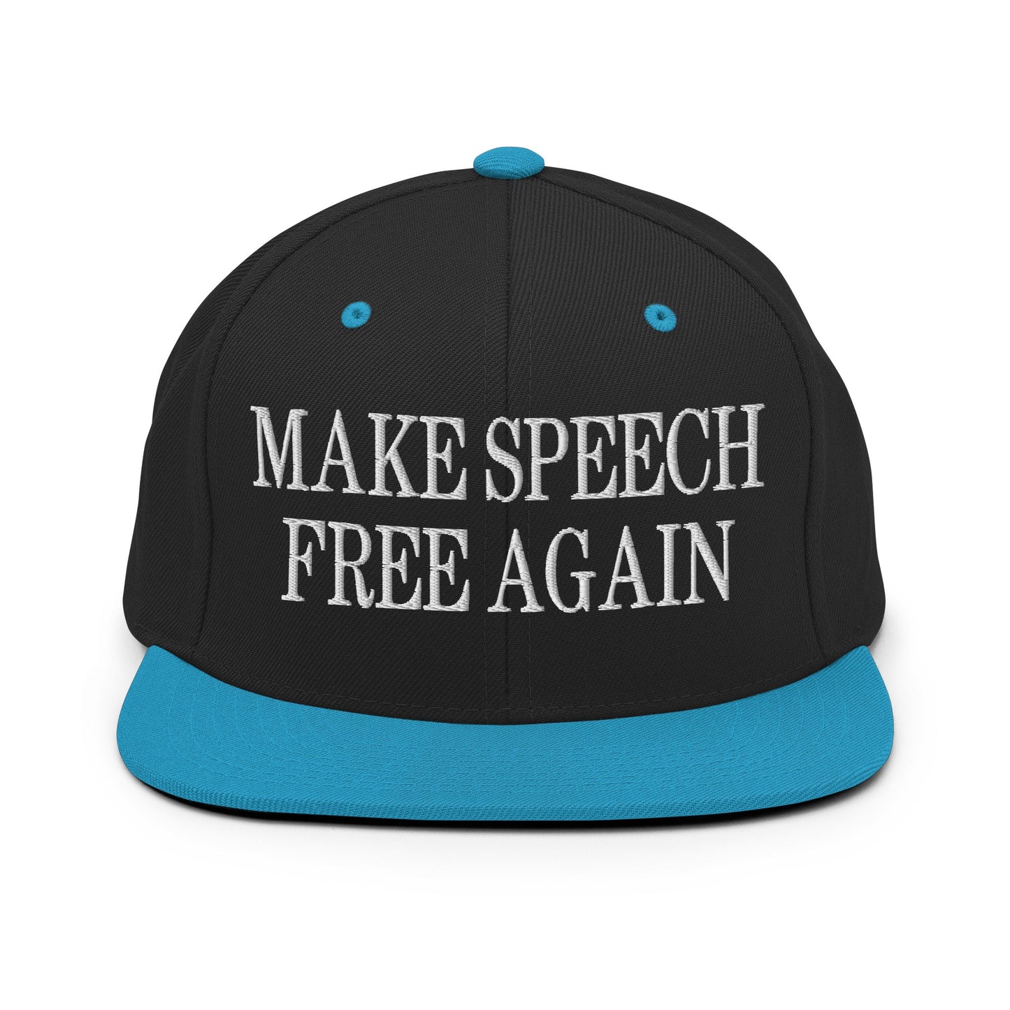 Make Speech Free Again Flat Bill Brim Snapback Hat Black Teal