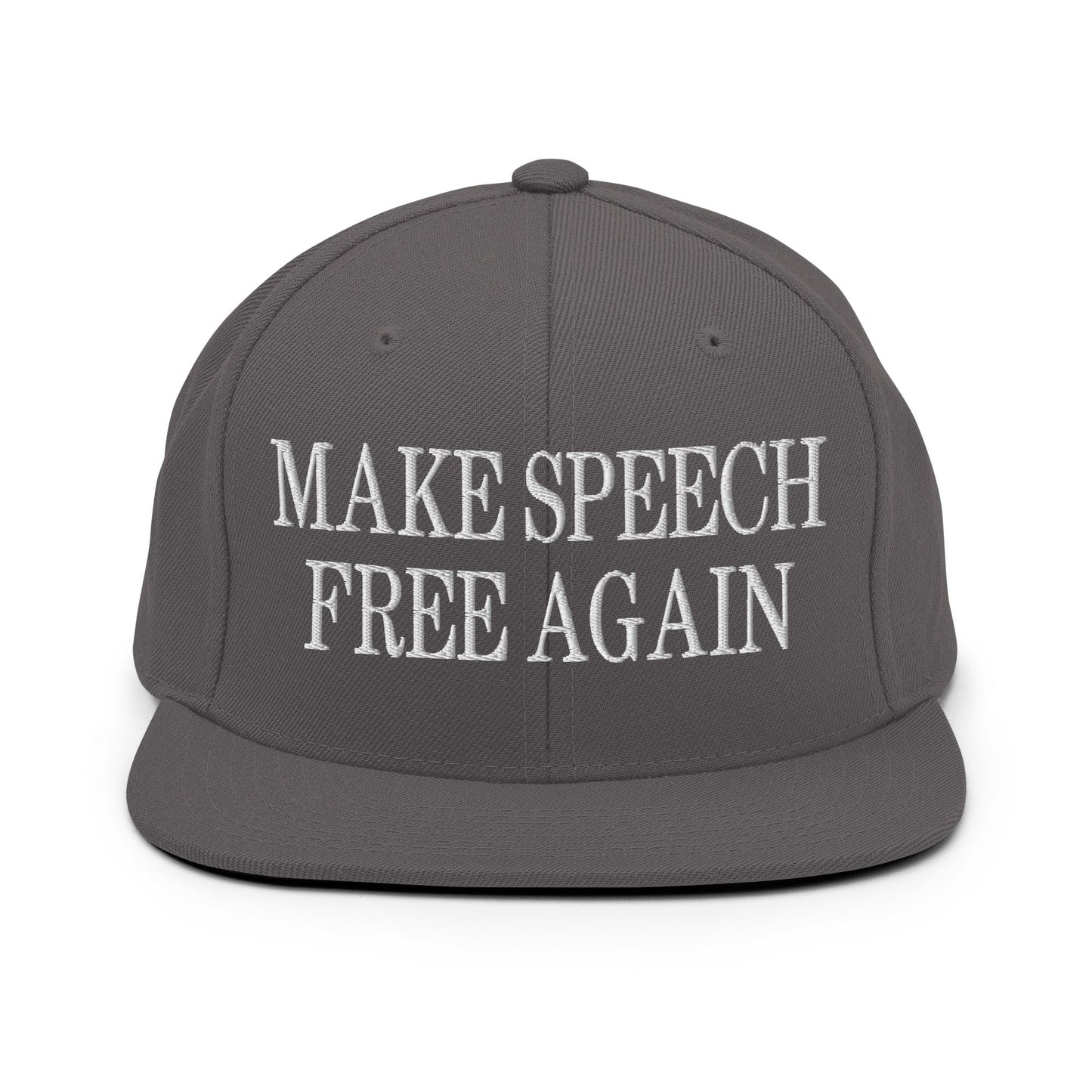 Make Speech Free Again Flat Bill Brim Snapback Hat Dark Grey