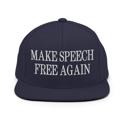 Make Speech Free Again Flat Bill Brim Snapback Hat Navy