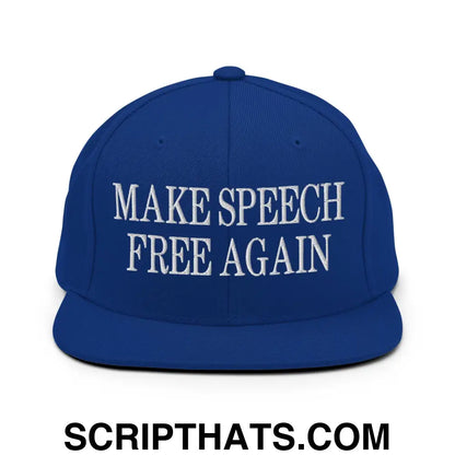 Make Speech Free Again Flat Bill Brim Snapback Hat Royal Blue