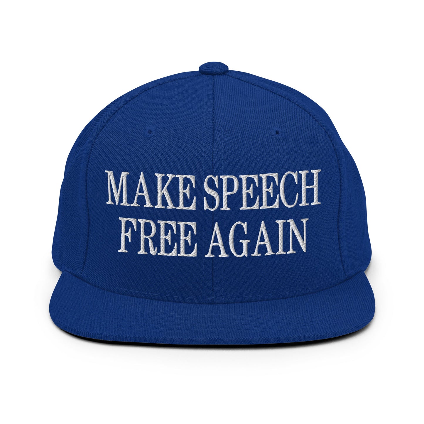 Make Speech Free Again Flat Bill Brim Snapback Hat Royal Blue