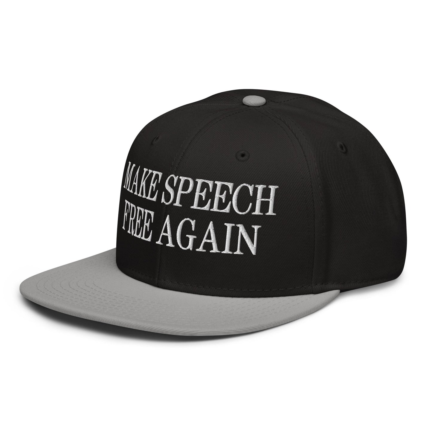 Make Speech Free Again High Crown Snapback Hat Purple Black Black