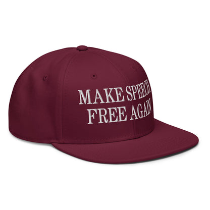 Make Speech Free Again High Crown Snapback Hat Gray Black Black