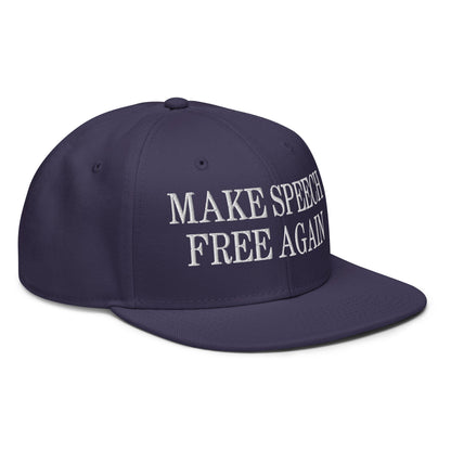 Make Speech Free Again High Crown Snapback Hat Aqua blue Black Black